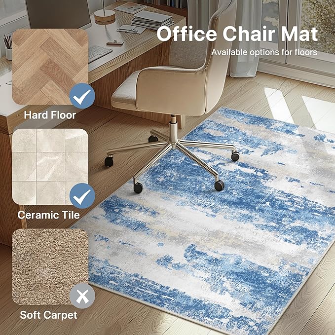 Office Chair Mat for Hardwood Tile Floor, Abstract 36"X 48" Desk Mats for - Image 3