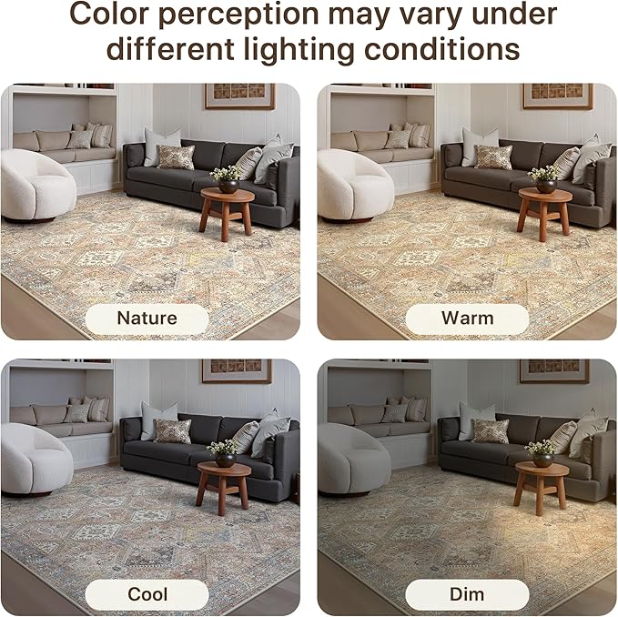 GENIMO 3x5 Area Rugs for Living Room, Machine Washable Non Slip Vintage Rugs - Image 7