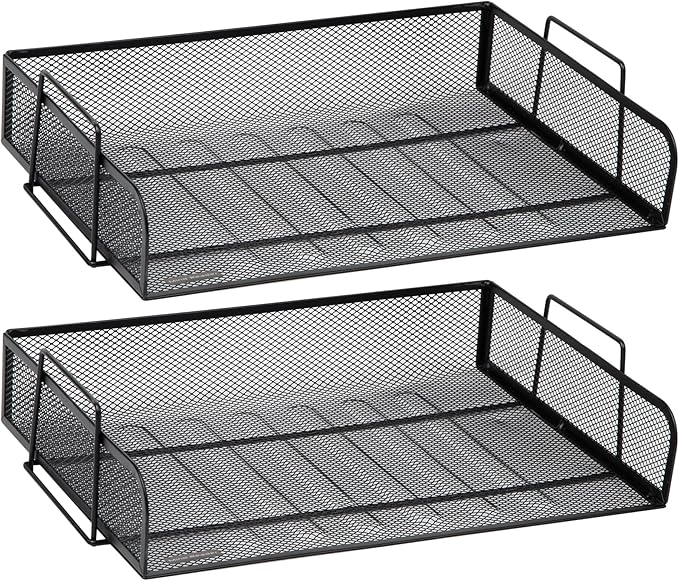 Mind Reader Stackable Paper Tray, Desktop Organizer, File Storage, Metal Mesh - Image 7