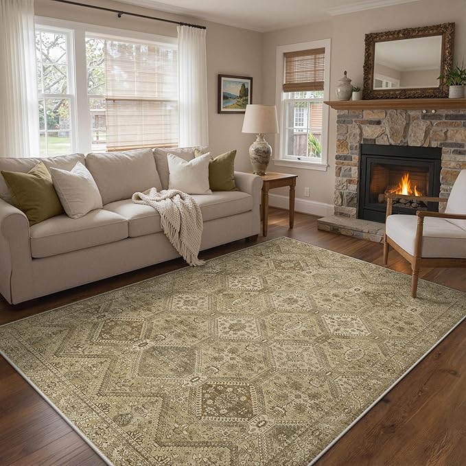GENIMO 6x9Area Rugs for Living Room, Machine Washable Non Slip Vintage Rugs - Image 2