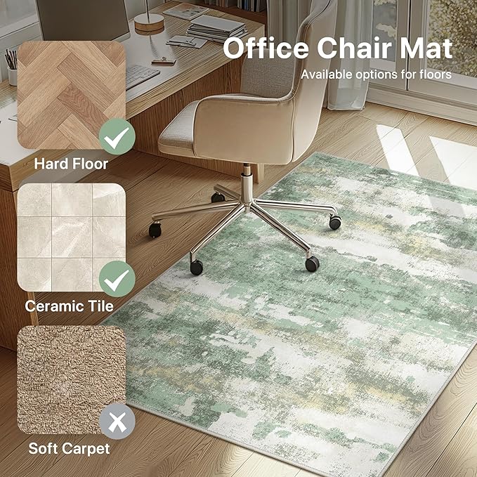 Office Chair Mat for Hardwood Tile Floor, Abstract 36"X 48" Desk Mats for - Image 3