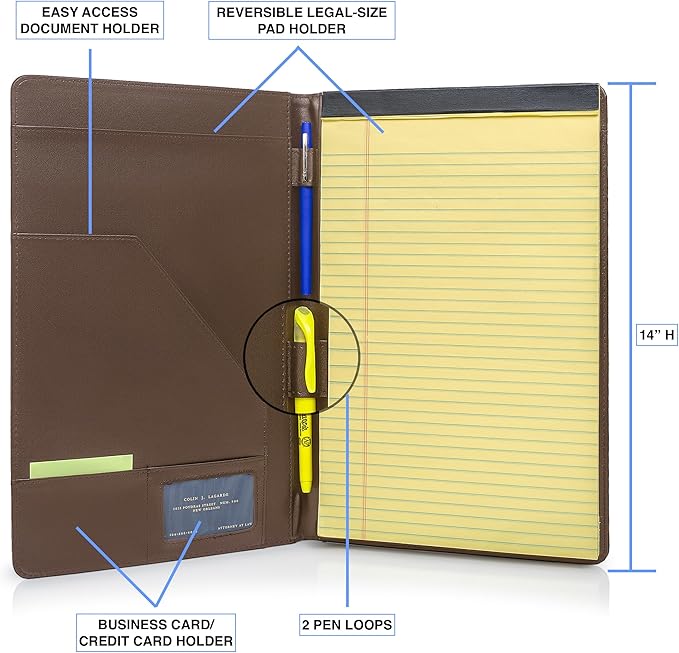 Legal Size Padfolio, 8.5 x 14 Inch Portfolio Folder - Image 9