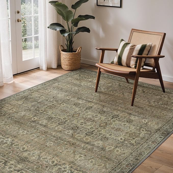 GENIMO 9x12 Area Rugs for Living Room, Machine Washable Non Slip Vintage Rugs by GENIMO