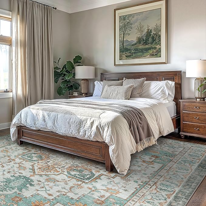 GENIMO 8x10 Area Rugs for Living Room, Machine Washable Non Slip Vintage Rugs - Image 3