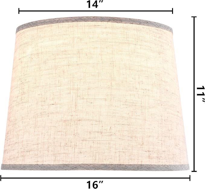 GO&SO Set of 2 Large Oatmeal Linen Drum Lamp Shade - Image 2