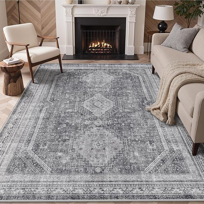 GENIMO 5x7 Area Rugs for Living Room, Machine Washable Non Slip Rugs, Low Pile by GENIMO
