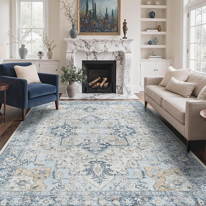 GENIMO 4x6 Area Rugs for Living Room, Machine Washable Rug, Non Slip Vintage by GENIMO