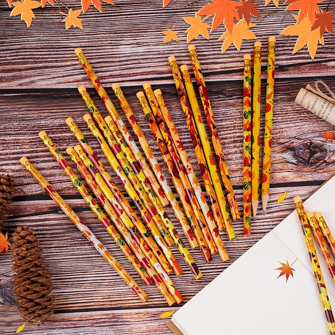 Kolewo4ever 100 Pieces Thanksgiving Pencils Assortment Cylinder Wood Pencil - Image 5