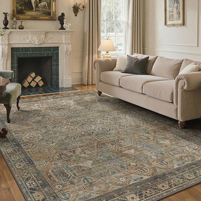 GENIMO 3x5 Area Rugs for Living Room, Machine Washable Non Slip Vintage Rugs by GENIMO