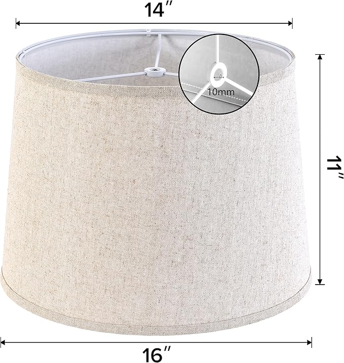 Drum Lamp Shades Larges, Modern Farmhouse Lampshades Beige - Image 2