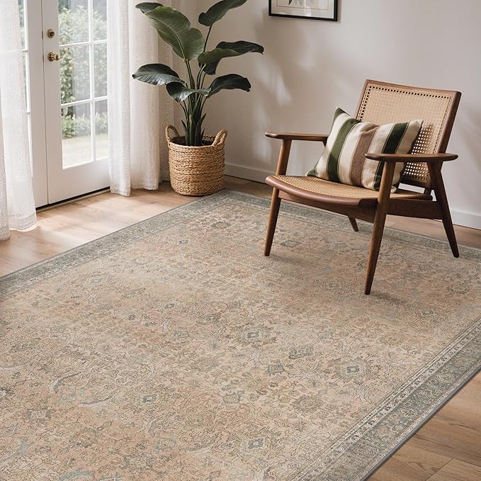 GENIMO 9x12 Area Rugs for Living Room, Machine Washable Non Slip Vintage Rugs by GENIMO