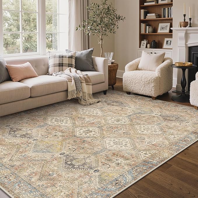 GENIMO 6x9Area Rugs for Living Room, Machine Washable Non Slip Vintage Rugs - Image 3
