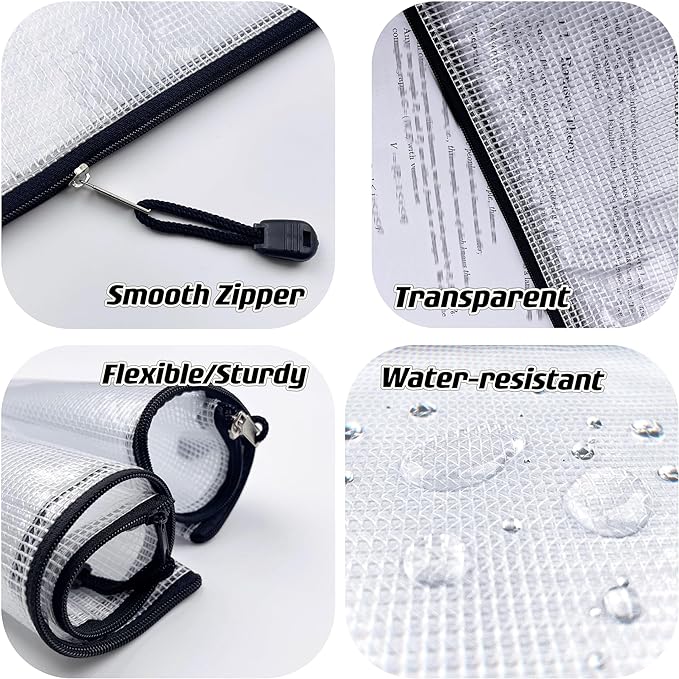 Oaimyy-8 * 10 inchs-18 Pcs-Plastic Mesh Zipper Pouch Document Folders Bag Zip - Image 5