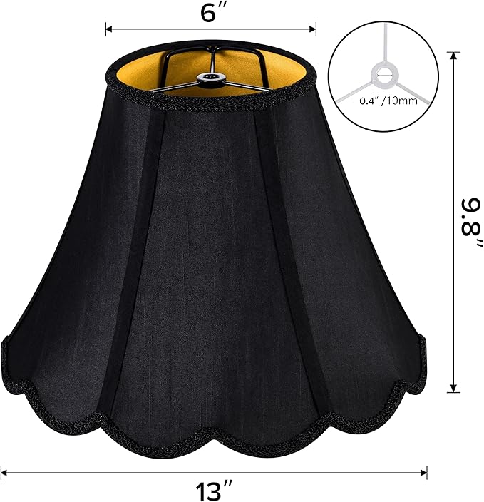 GOSO Black Scalloped Lamp Shades Set of 2 Medium Replac, Braids - Image 2