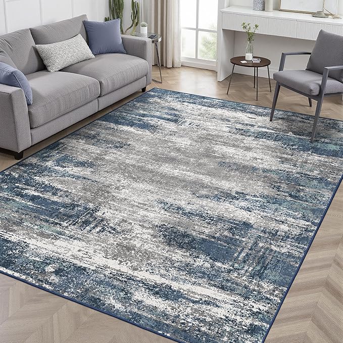 GENIMO 3x5 Area Rugs for Living Room, Machine Washable Non Slip Blue Rugs - Image 2