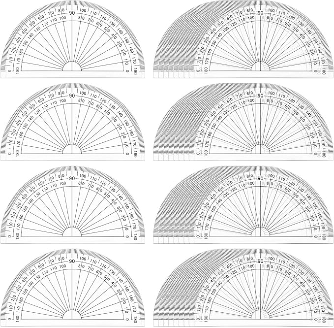 Zonon 100 Pcs 4 Inch Clear Plastic Protractor Bulk Math Protractors Set 180 by Zonon