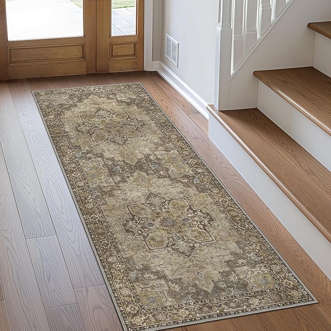 GENIMO 2x5 Runner Rugs for Hallway, Machine Washable Non Slip Vintage Retro Rugs by GENIMO