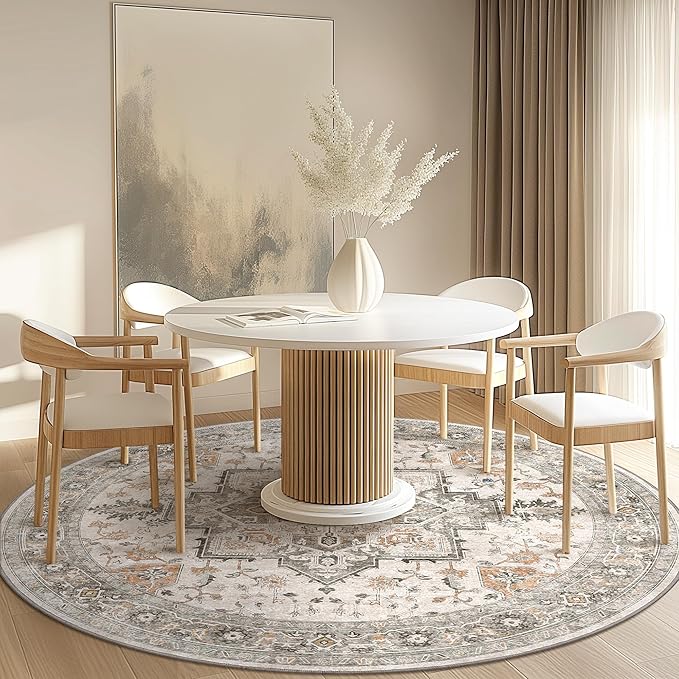 GENIMO 8FT Round Area Rugs for Living Room, Circle Rugs Machine Washable Low - Image 3