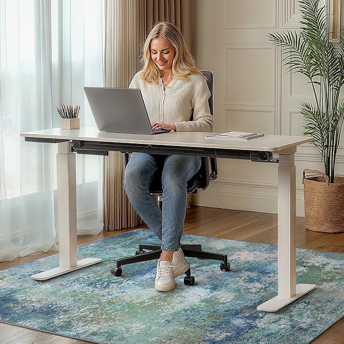 Office Chair Mat for Hardwood Tile Floor, Abstract 48"X 60" Desk Mats for - Image 2