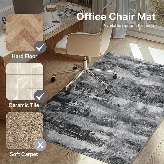Office Chair Mat for Hardwood Tile Floor, Abstract 36"X 48" Desk Mats for - Image 3