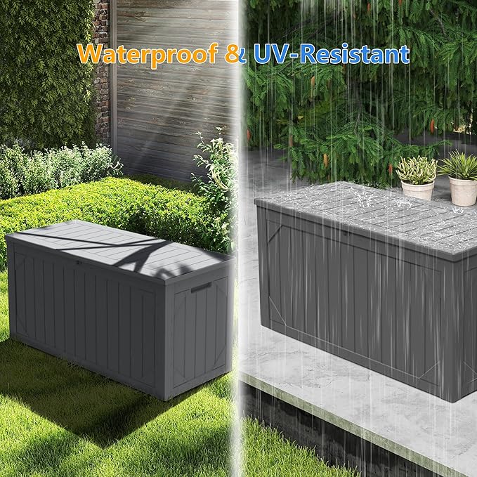 PATIOEASY 100 Gallon Waterproof Large Resin Deck Box，Storage Box - Image 4