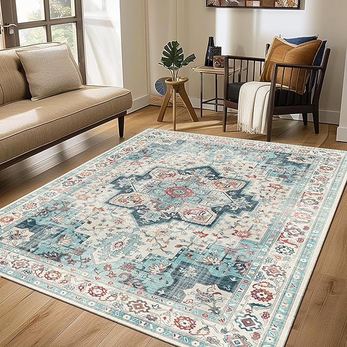 GENIMO 9x12 Area Rugs for Living Room, Machine Washable Non Slip Rugs, Low Pile - Image 4
