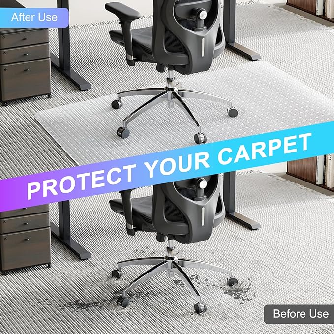 Vicwe Office Chair Mat for Carpet, Easy Rolling Hard Mat for Office Chair on - Image 5