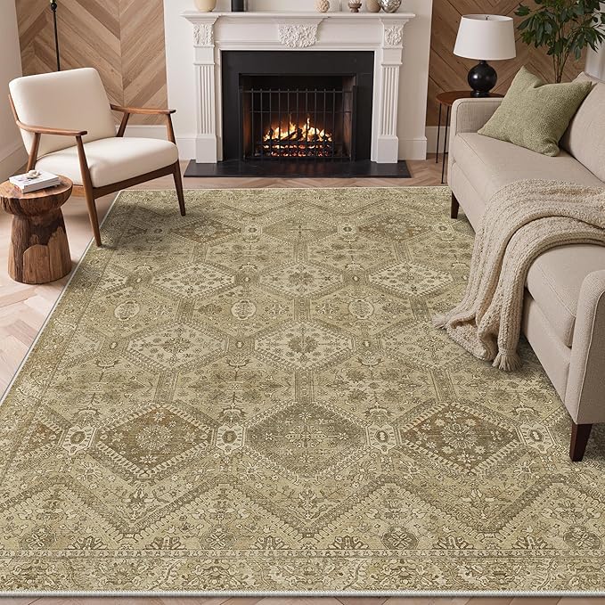 GENIMO 3x5 Area Rugs for Living Room, Machine Washable Non Slip Vintage Rugs - Image 3