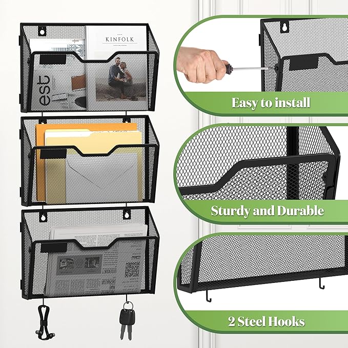 YINGHUA 6 Pack Mesh File Holders Wall Mounted - Image 4
