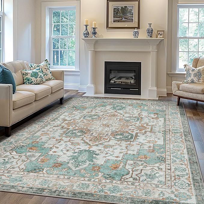 GENIMO 5x7 Area Rugs for Living Room, Machine Washable Non Slip Vintage Rugs by GENIMO