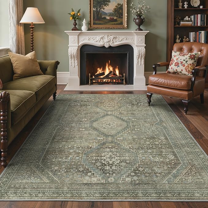 GENIMO 9x12 Area Rugs for Living Room, Machine Washable Non Slip Rugs, Low Pile by GENIMO
