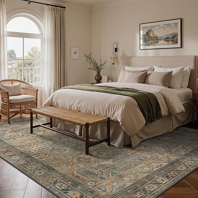 GENIMO 6x9 Area Rugs for Living Room, Machine Washable Non Slip Vintage Rugs - Image 3