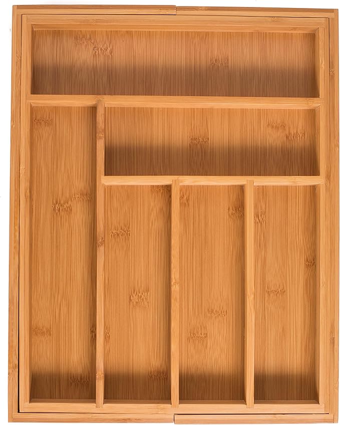 BIRDROCK HOME Bamboo Expandable Utility Drawer Organizer – Utensil Silverware – - Image 4