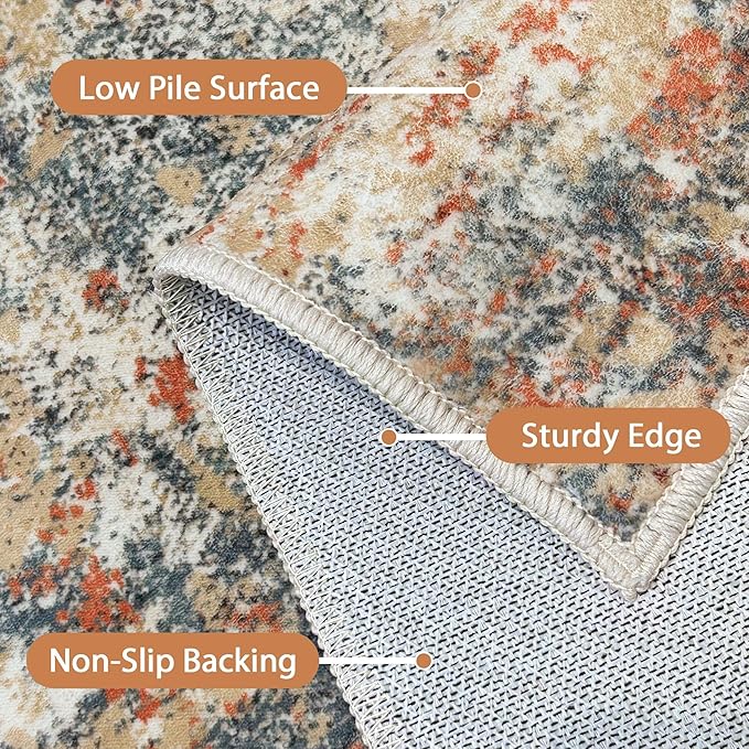 GENIMO Washable Area Rugs for Living Room, 6x9 Modern Non Slip Rugs, Low Pile - Image 6