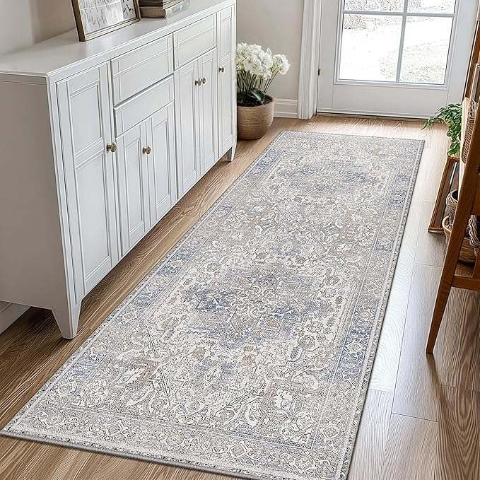 GENIMO 2'6"x6 Runner Rugs for Hallway, Machine Washable Non Slip Vintage Retro by GENIMO