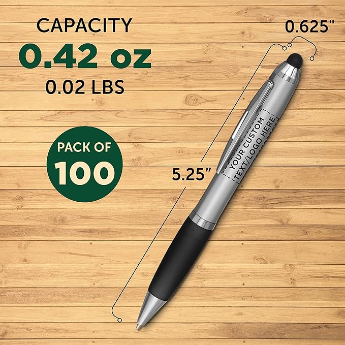 DISCOUNT PROMOS Custom Stylus Ballpoint Pens Set of 100, Personalized Bulk Pack - Image 5