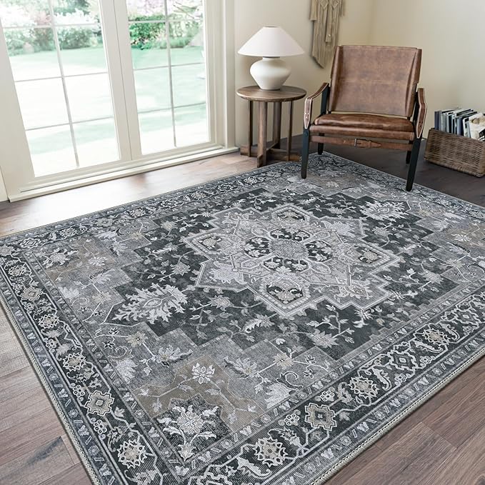 GENIMO 8x10 Area Rugs for Living Room, Machine Washable Non Slip Vintage Rugs by GENIMO