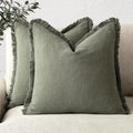 Foindtower Set of 2 Decorative Linen Fringe Throw Pillow Covers Cozy Farmhouse by Foindtower