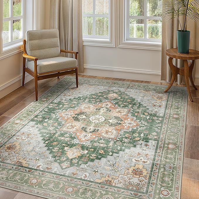 GENIMO 5x7 Area Rugs for Living Room, Machine Washable Non Slip Vintage Rugs by GENIMO