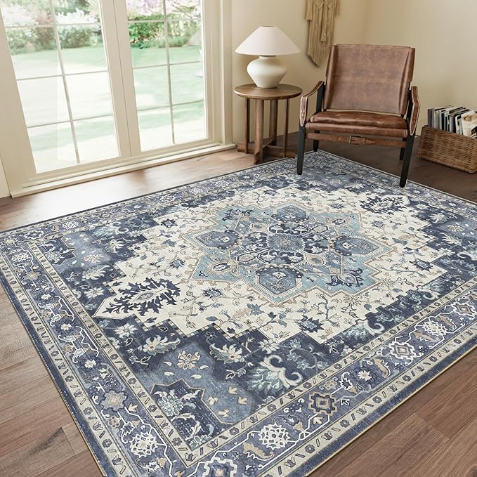 GENIMO 6x9 Area Rugs for Living Room, Machine Washable Non Slip Vintage Rugs by GENIMO