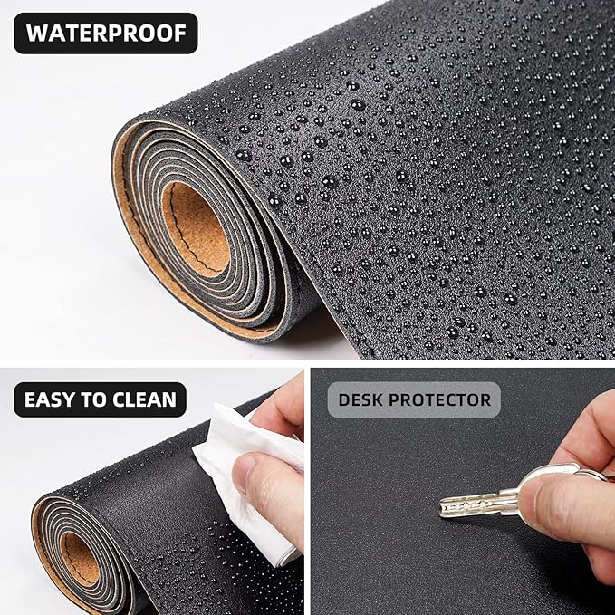 Leather Desk Pad Protector, Office Desk Mat, Large Mouse Pad, Cork Desk Mat - Image 4