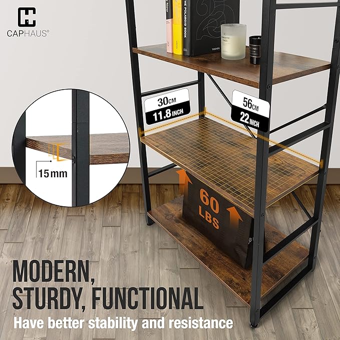 CAPHAUS 5 Tier Bookshelf, 24 Inch Width Free Standing Shelf, Bookcase Shelf - Image 6