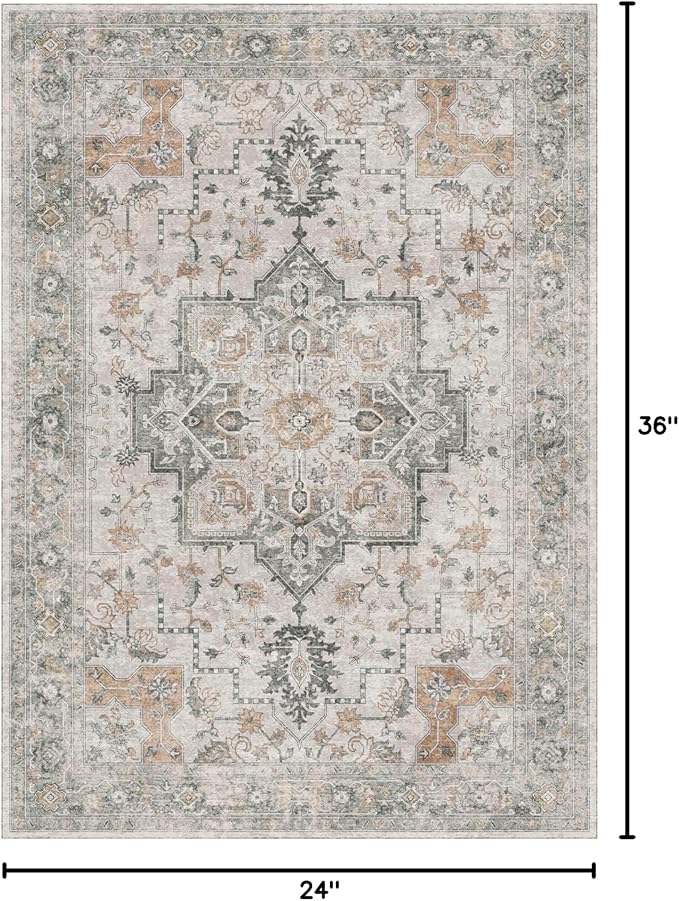 GENIMO Area Rug 2x3 Doormat, Machine Washable Low Pile Rugs, Small Retro - Image 2