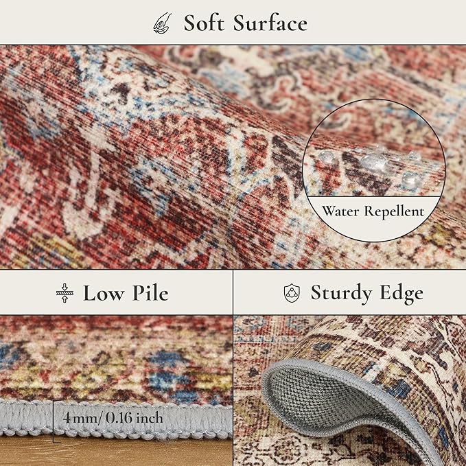 GENIMO 2x10 Runner Rugs for Hallway, Machine Washable Non Slip Vintage Rugs - Image 8