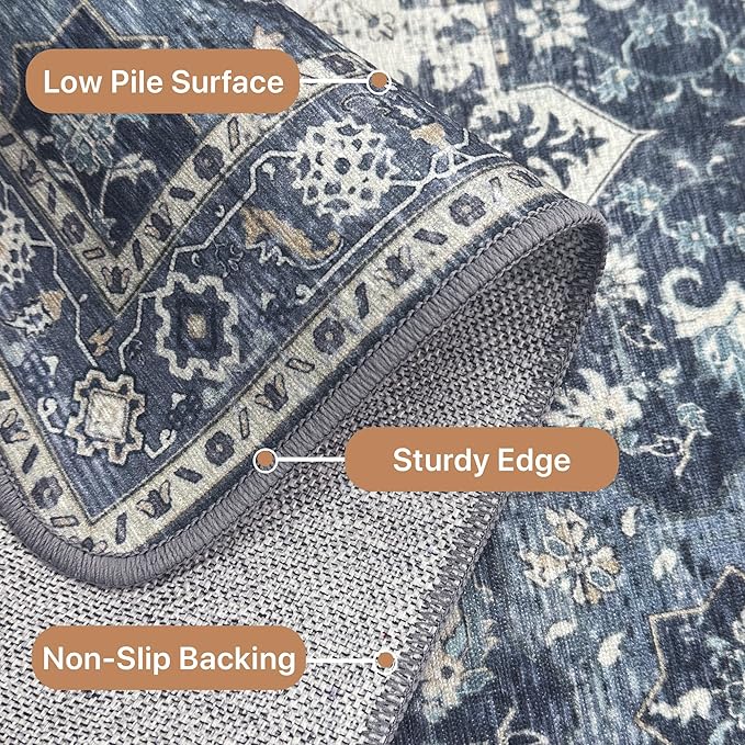 GENIMO 6x9 Area Rugs for Living Room, Machine Washable Non Slip Vintage Rugs - Image 6