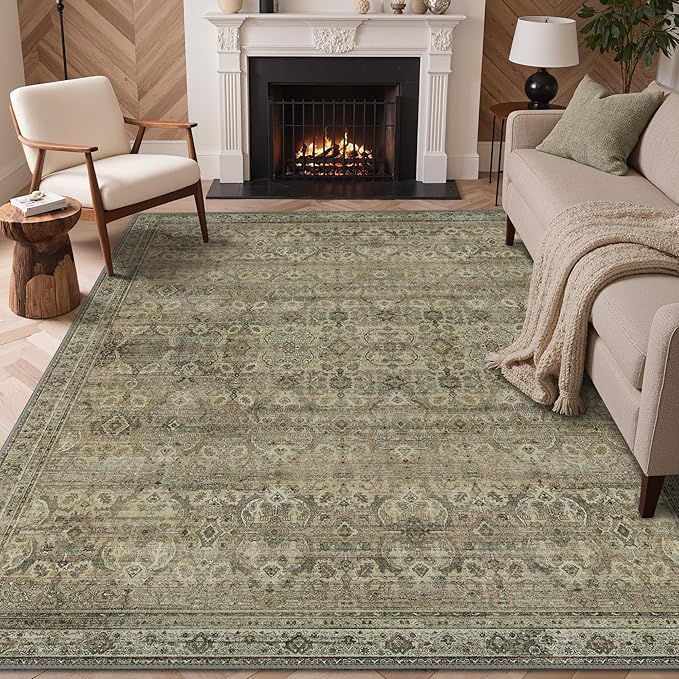 GENIMO 9x12 Area Rugs for Living Room, Machine Washable Non Slip Vintage Rugs - Image 2