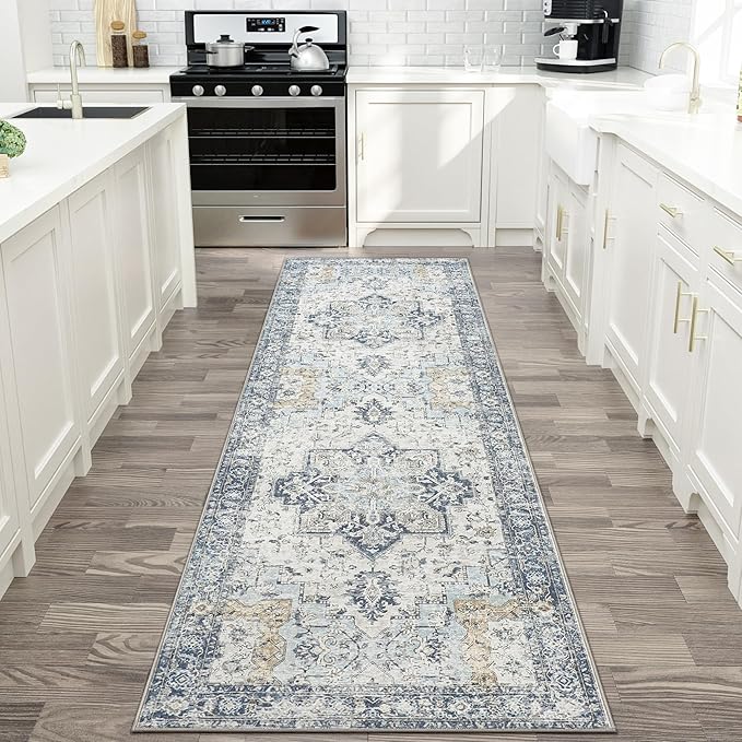 GENIMO Runner Rug 2'6''x10, Non Slip Vintage Hallway Runner Rugs, Low Pile - Image 3
