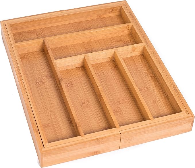 BIRDROCK HOME Bamboo Expandable Utility Drawer Organizer – Utensil Silverware – - Image 2