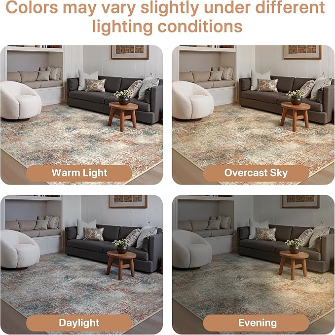 GENIMO Washable Area Rugs for Living Room, 6x9 Modern Non Slip Rugs, Low Pile - Image 5
