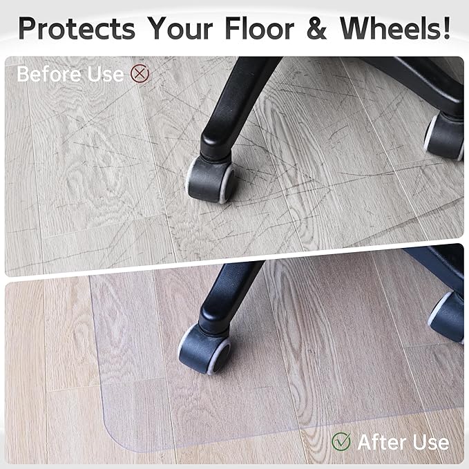 HOMEK Office Chair Mat for Hardwood Floor, Easy Glide, Protects Hard Surfaces - Image 2